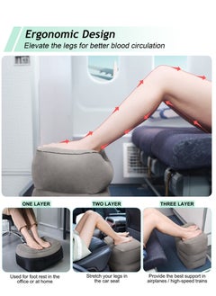 Arabest Inflatable Airplane Travel Pillow Adjustable Height Cushions for Kids to Sleep While Traveling Suitable for Office Home and Any Travel Grey 43x38x23cm  - Image 3