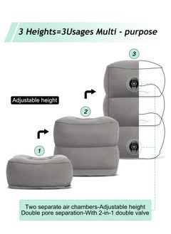 Arabest Inflatable Airplane Travel Pillow Adjustable Height Cushions for Kids to Sleep While Traveling Suitable for Office Home and Any Travel Grey 43x38x23cm  - Image 4