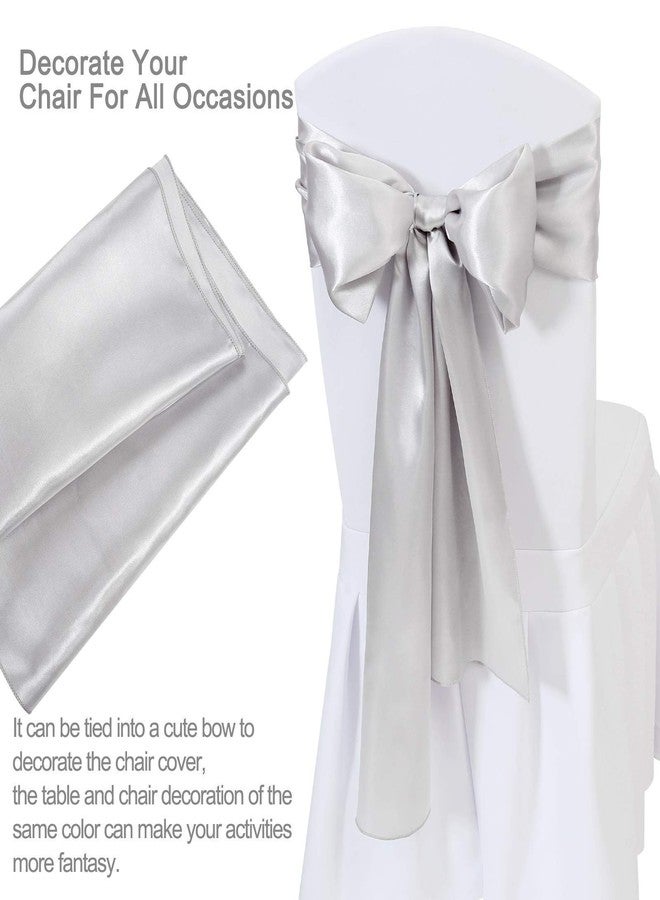 LuoluoHouse 5 Pack Silver Table Runners 12 x 108 Inches Long Smooth Silk Silver Satin Table Runner for Wedding Party Birthday Banquet Decoration - Image 5