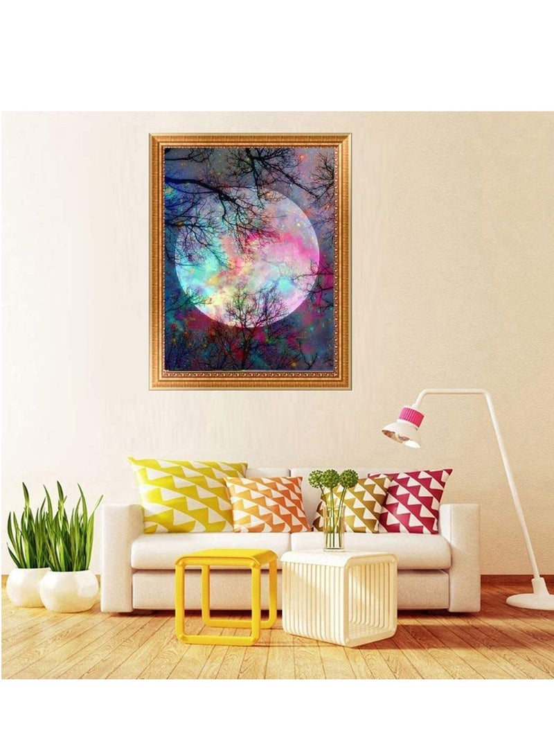 SYOSI Bright Moon Full Drill Embroidery Cross Stitch Picture Supplies Arts Craft Wall Sticker Decor Diamond Dotz Painting Kits For Adults 11.8x15.8 inch Diamond Painting Disney - Image 2