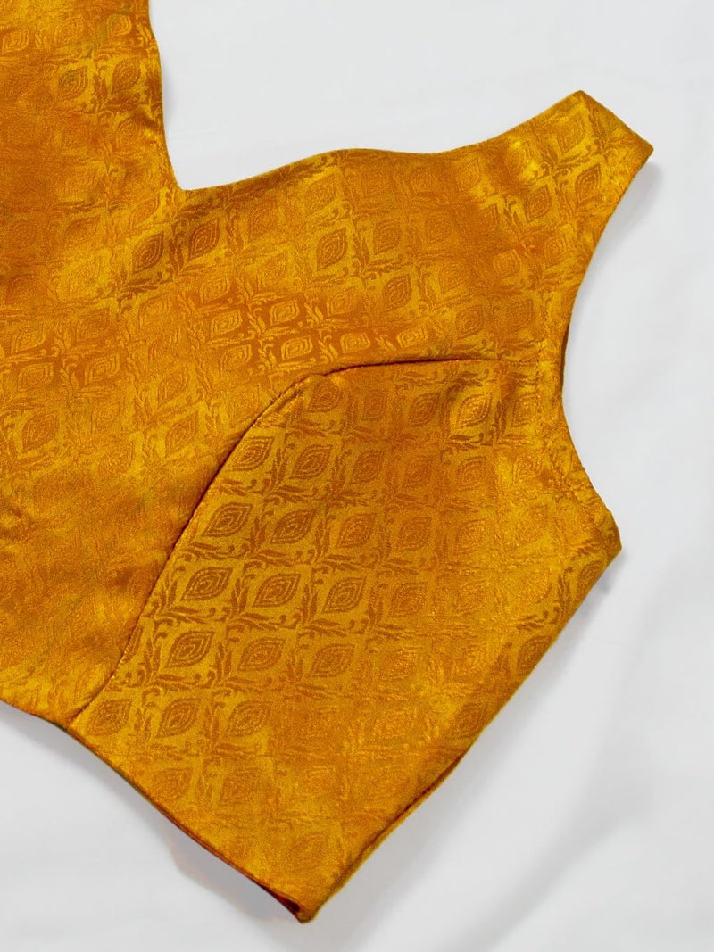 Chandrakala Sleeveless Blouses for Women Sarees,V Neck Backless Readymade Crop top Choli Mustard,4X-Large (B218MUS8) - Image 4