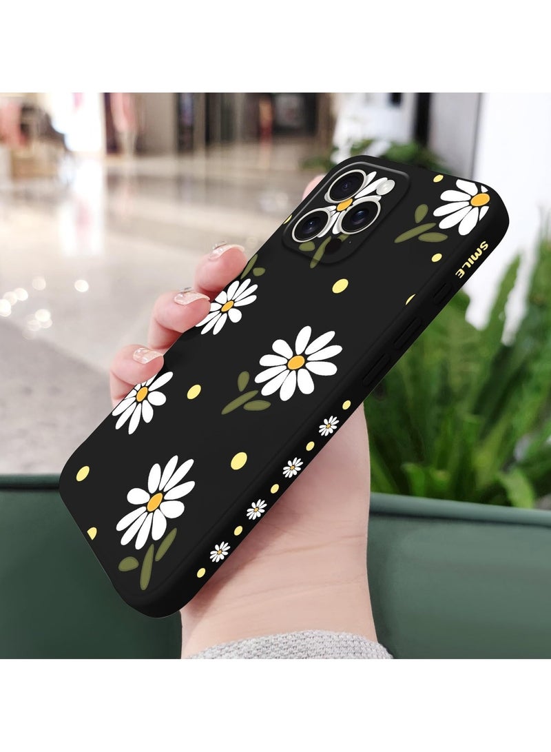 for iPhone 16 Pro Case Scratch Resistant Soft Slim Fit Floral Phone Cover for iPhone 16 Pro 6.3 inch-Daisy Black - Image 3