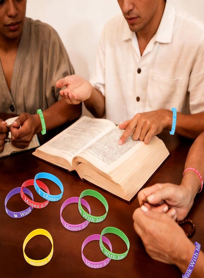 Furbeko 120 Pcs LDS Mormon Silicone Bracelets Walk with Me Wristband Bracelet LDS Youth Theme Church Christian Baptism Gifts for Women Men, 6 Colors - Image 5