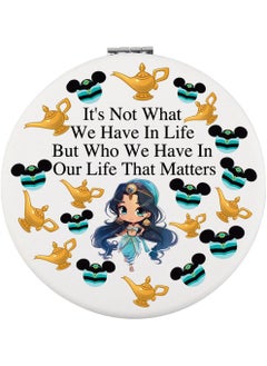 WUSUANED WUSUANED Princess Jasmine Makeup Mirror Princess Character Mirror Fairy Tale Inspired Gift Jasmine Lover Gift (Jasmine Princess Mirror Silver) 