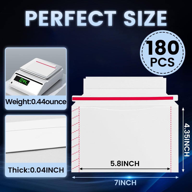 Actmuen 180 Pack Mailer Trading Card Envelopesï¼Œ7" x 4.35" Trading Card Mailers for Shipping, Perfect Sized Shipping Envelope for Mailing Semi-Rigid and Toploaders, Protector Supplies. - Image 4