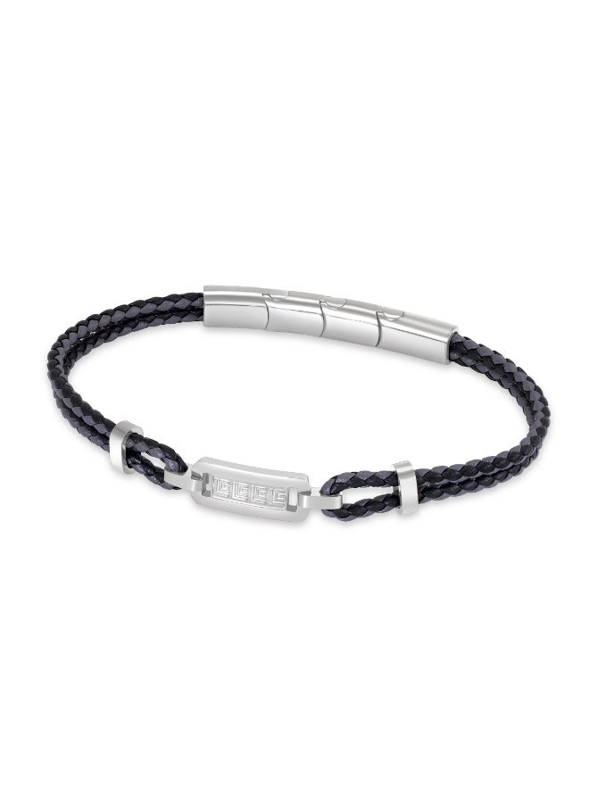 غاي لاروش سوار ألين من الستانلس ستيل بجلد أسود ورمادي بخطين - Image 1