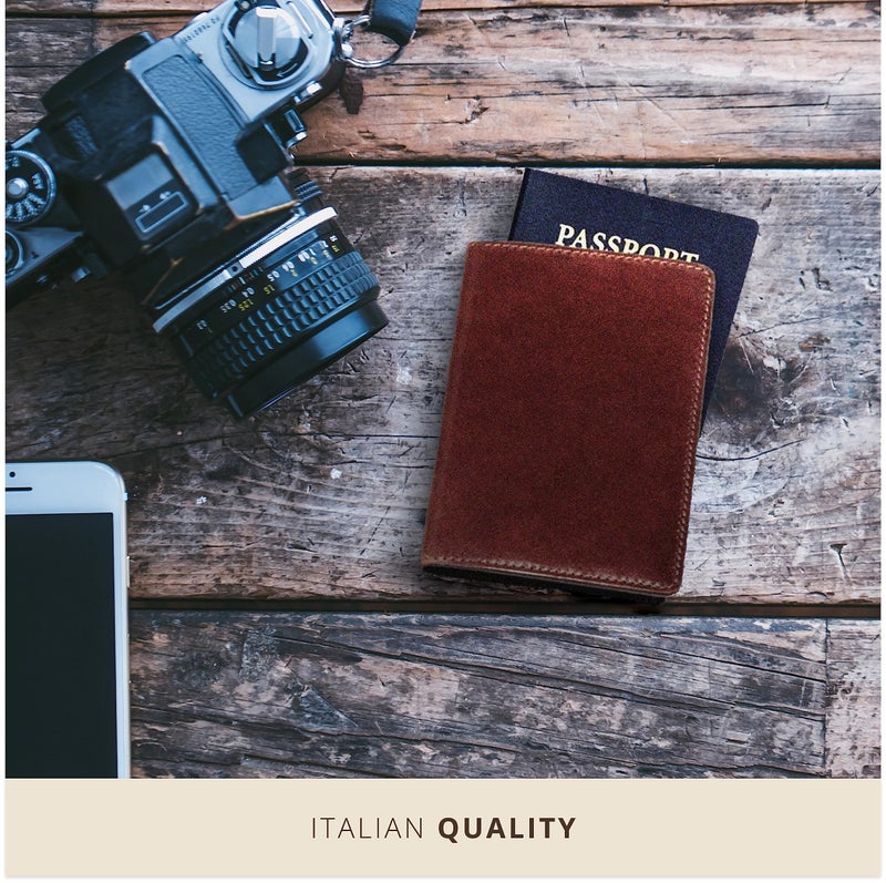 Maruse Italian Leather Passport Cover for Men and Women, Handmade in Italy, Red - Image 5