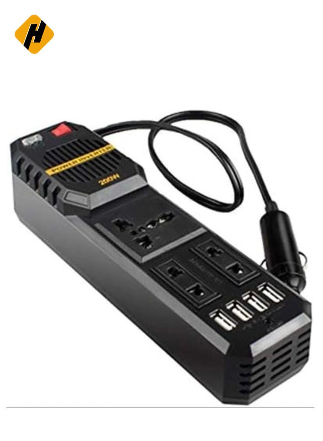 HuHa 200W Mini Car Vehicle Inverter DC 12V to AC 220V USB Output High-power Power Inverter Small Car Special Edition【Magicalworld】  - Image 1