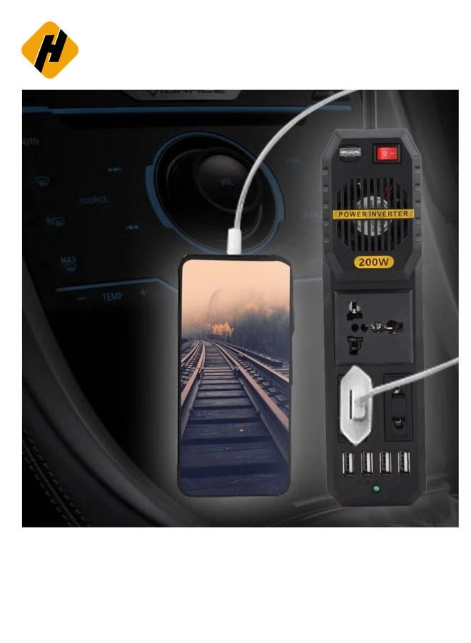 HuHa 200W Mini Car Vehicle Inverter DC 12V to AC 220V USB Output High-power Power Inverter Small Car Special Edition【Magicalworld】  - Image 2