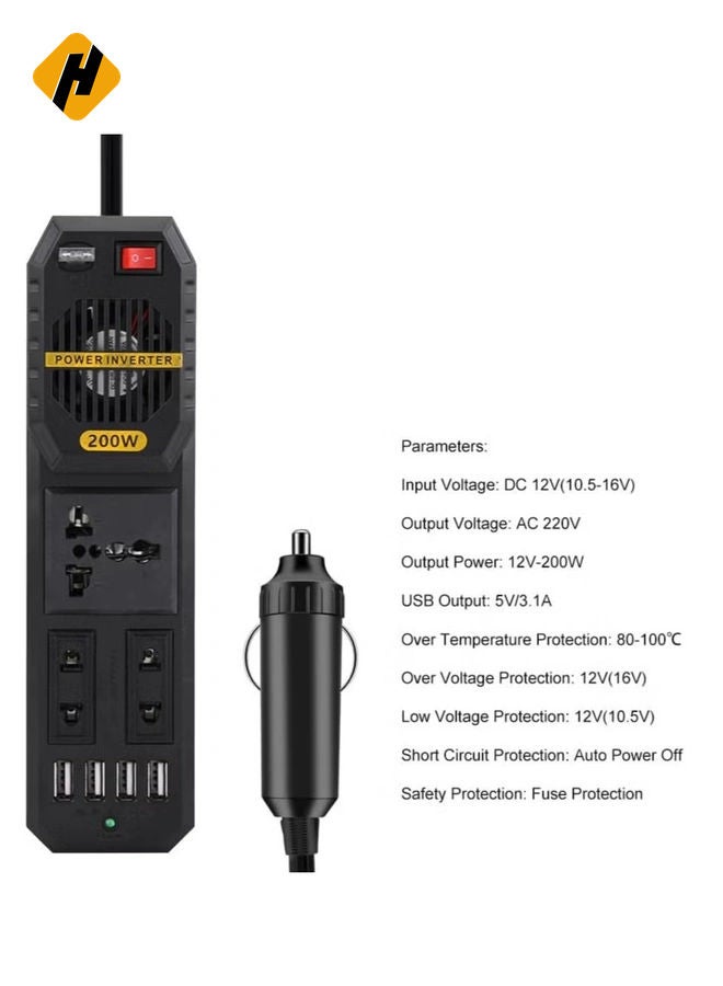 HuHa 200W Mini Car Vehicle Inverter DC 12V to AC 220V USB Output High-power Power Inverter Small Car Special Edition【Magicalworld】  - Image 4