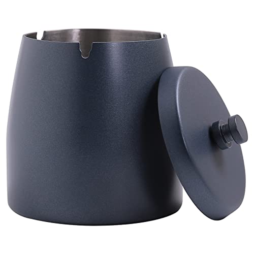 IN ONE Large Ashtray with Lid for Cigarette, Stainless Steel Smokeless Odorless Windproof Ash tray for Home Office Tabletop Outside Patio Outdoor Balcony(3.93''x3.2''x3.82'') - Image 1