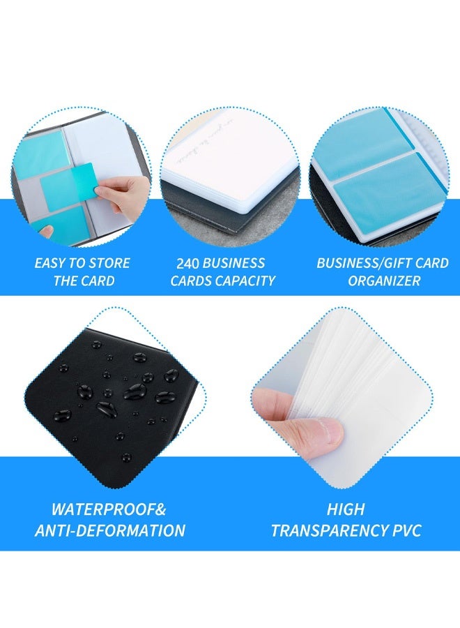 240 Card Business Card Holders, PU Leather Business Card Wallet, Credit Card Holder, Name Card Collection Folder for Men Women - Image 4