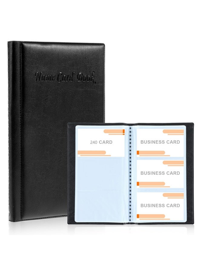240 Card Business Card Holders, PU Leather Business Card Wallet, Credit Card Holder, Name Card Collection Folder for Men Women - Image 1