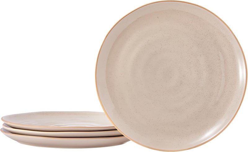 Bico Light Beige Dinner Plates Set Set of 4 Microwave and Dishwasher Safe for Main Course Steak Pasta - Image 1