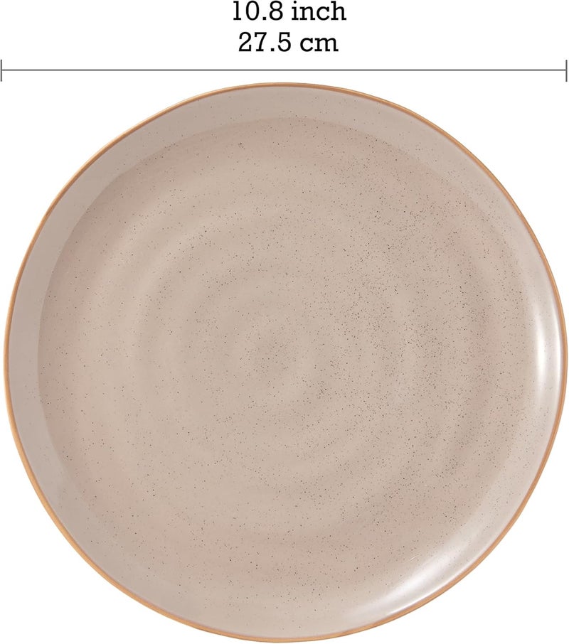 Bico Light Beige Dinner Plates Set Set of 4 Microwave and Dishwasher Safe for Main Course Steak Pasta - Image 2