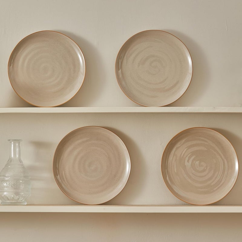Bico Light Beige Dinner Plates Set Set of 4 Microwave and Dishwasher Safe for Main Course Steak Pasta - Image 3