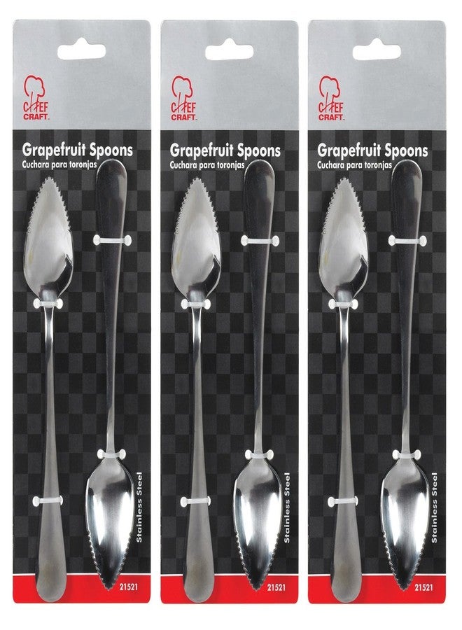 Chef Craft Stainless Steel Grapefruit Spoons - 3 Packs of 2 - Image 1