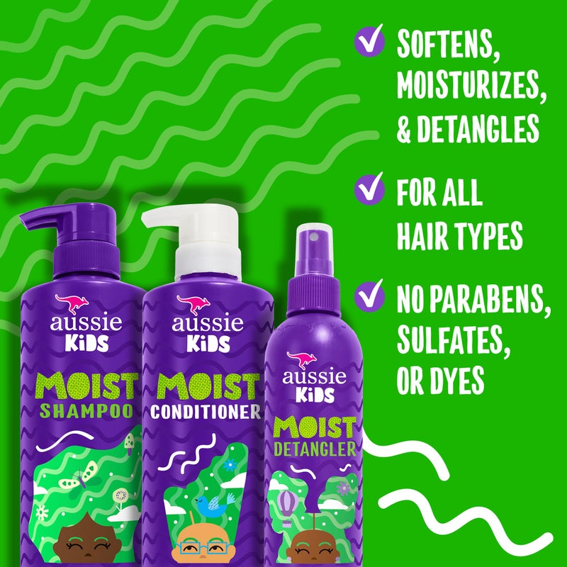 Aussie Kids Hair Care Bundle Set Including: Shampoo (16 Fl Oz), Conditioner (16 Fl Oz) & Detangler Spray (8 Fl Oz), Paraben- Freem Sulfate-Free, Dye-Free, Cruelty-Free, Tangle-Free Styling - Image 2