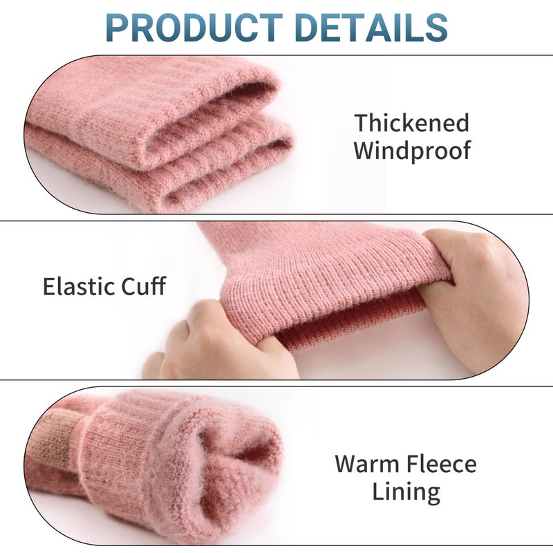 TOBEHIGHER Womens Gloves - Touch Screen Winter Gloves Women Warm Alpaca Fleece Knit Glove,Elastic Cuff Winter Texting Gloves for Women Men - Image 5