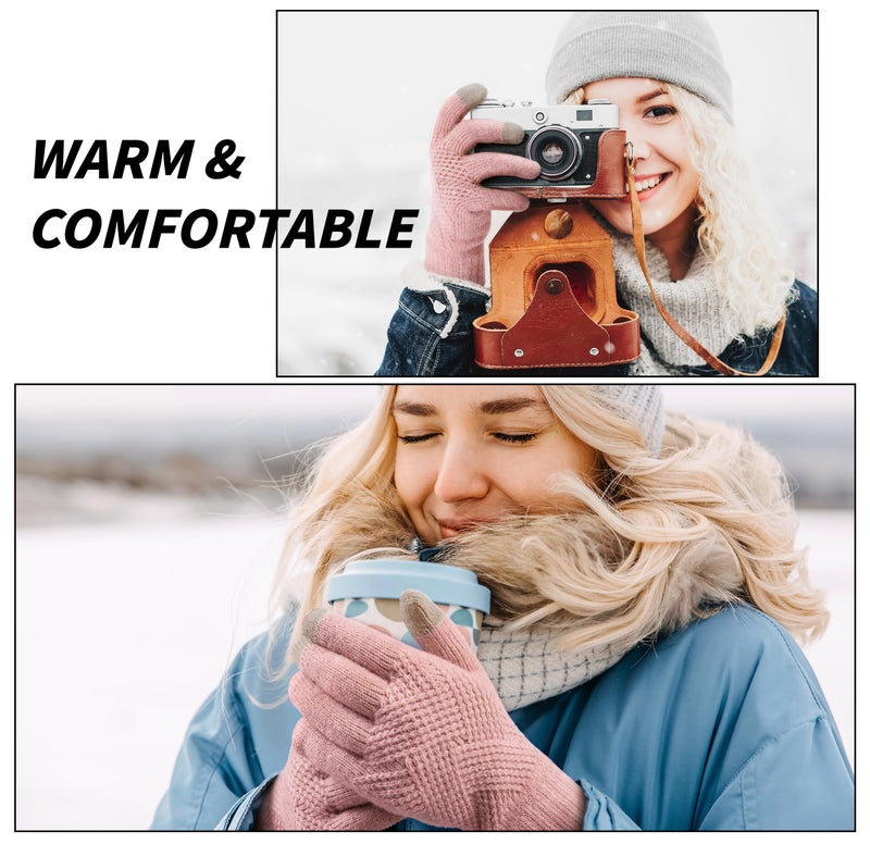 TOBEHIGHER Womens Gloves - Touch Screen Winter Gloves Women Warm Alpaca Fleece Knit Glove,Elastic Cuff Winter Texting Gloves for Women Men - Image 2