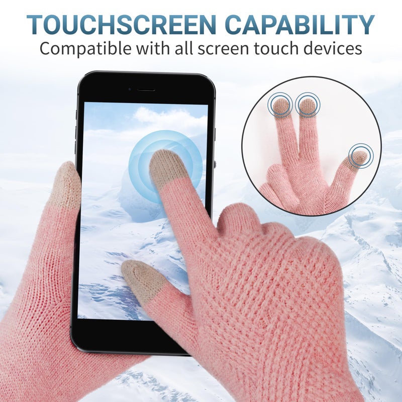 TOBEHIGHER Womens Gloves - Touch Screen Winter Gloves Women Warm Alpaca Fleece Knit Glove,Elastic Cuff Winter Texting Gloves for Women Men - Image 4