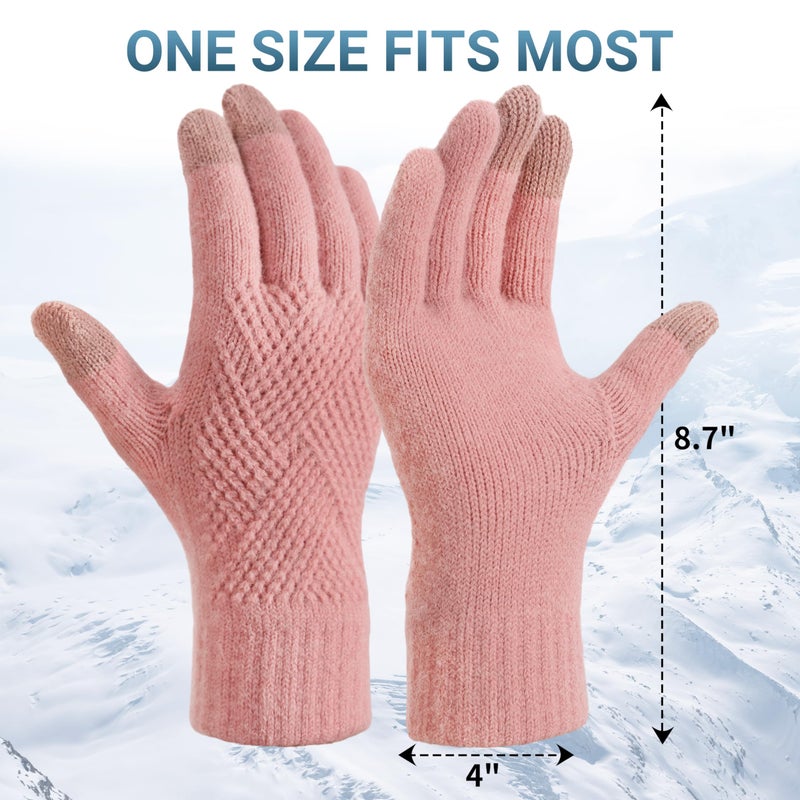 TOBEHIGHER Womens Gloves - Touch Screen Winter Gloves Women Warm Alpaca Fleece Knit Glove,Elastic Cuff Winter Texting Gloves for Women Men - Image 3