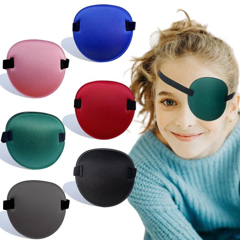 Vandorla 6 Pcs Eye Patch, Adjustable Eyepatch for Left and Right Eye, Medical Eye Patches for Adults and Kids Lazy Eye Pirate Costume, 6 Colors - Image 1