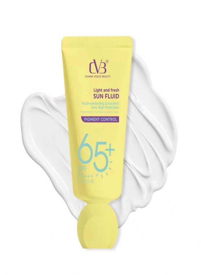 CVB C283 Sun Fluid Pigment Control Sunscreen SPF 65 PA++ UVA/UVB Protection, Lightweight Youth Protecting Face Sun Cream with High Protection, 80g - Image 1