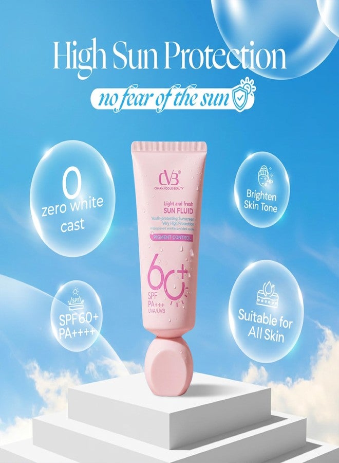 CVB C283 Sun Fluid Pigment Control Sunscreen SPF 65 PA++ UVA/UVB Protection, Lightweight Youth Protecting Face Sun Cream with High Protection, 80g - Image 2