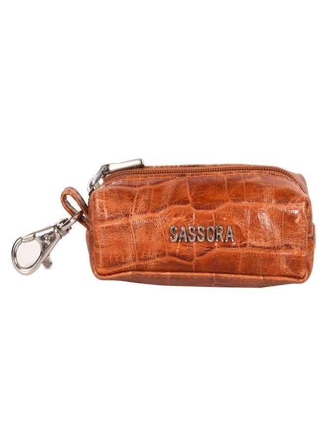 Sassora Premium Leather Small Keycase For Men & Women (Tan) - Image 1