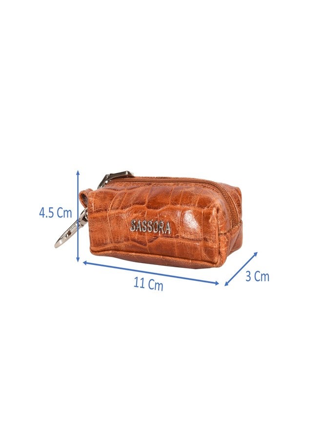Sassora Premium Leather Small Keycase For Men & Women (Tan) - Image 4