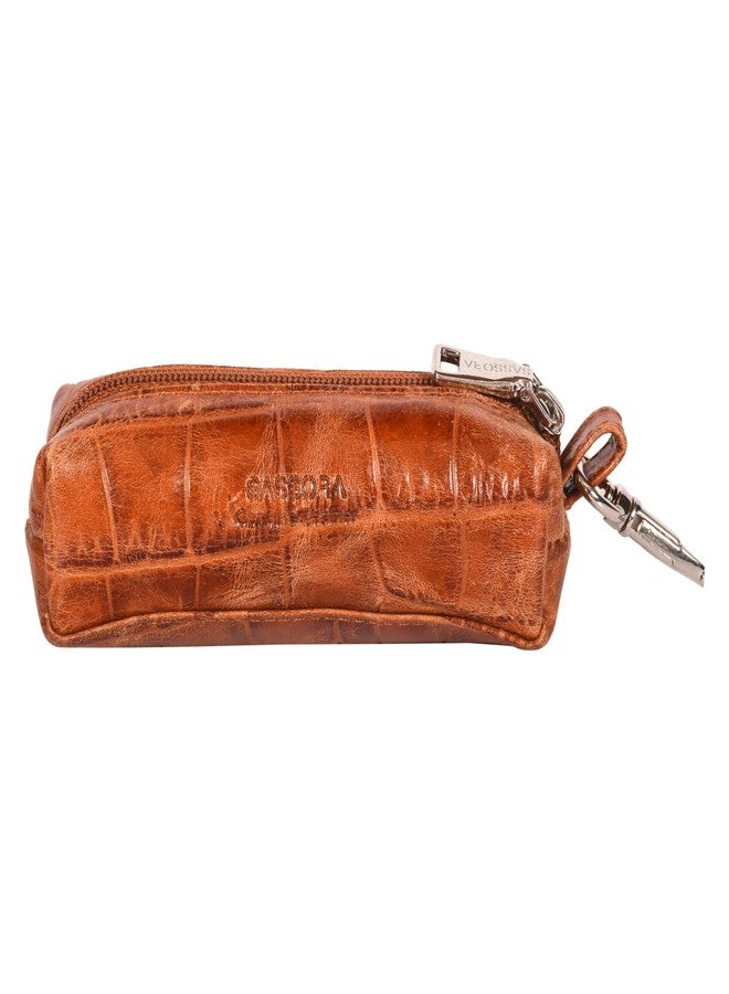 Sassora Premium Leather Small Keycase For Men & Women (Tan) - Image 5