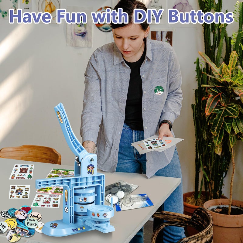Happizza Button Maker Machine Multiple Sizes (4th Gen), Pin Maker 1+1.25+2.25 inch / 25+32+58mm, Badge Button Press Machine with Cutting Mat & 300 Sets Badge Making Supplies & Circle Cutter - Image 5
