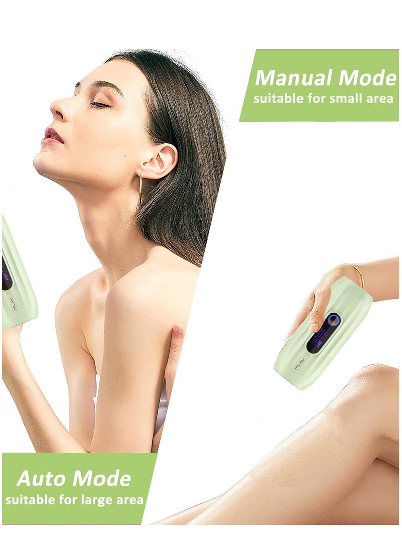 ملاي جهاز إزالة الشعر بالليزر T15 Ice Compress IPL Sapphire Laser 0.6 ثانية/فلاش، 500000 ومضة، 5 مستويات للطاقة، جهاز إزالة الشعر بالليزر الدائم غير المؤلم للوجه والساق والذراع والإبط وخط البكيني باللون الأخضر - Image 4