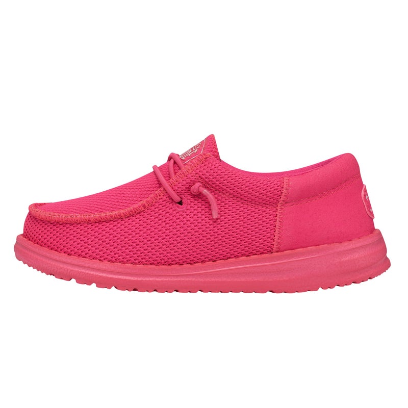 HEYDUDE Boy's Wally-Youth Funk Mono Electric Pink Size 2 | Youth's Shoes | Youth Slip-on Loafers | Comfortable & Light-Weight - Image 1
