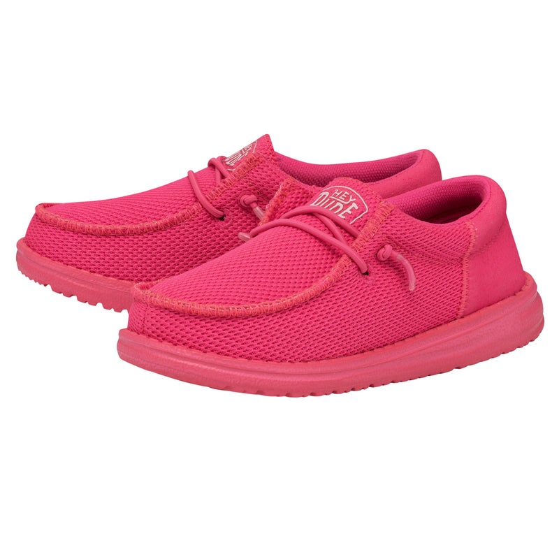 HEYDUDE Boy's Wally-Youth Funk Mono Electric Pink Size 2 | Youth's Shoes | Youth Slip-on Loafers | Comfortable & Light-Weight - Image 4