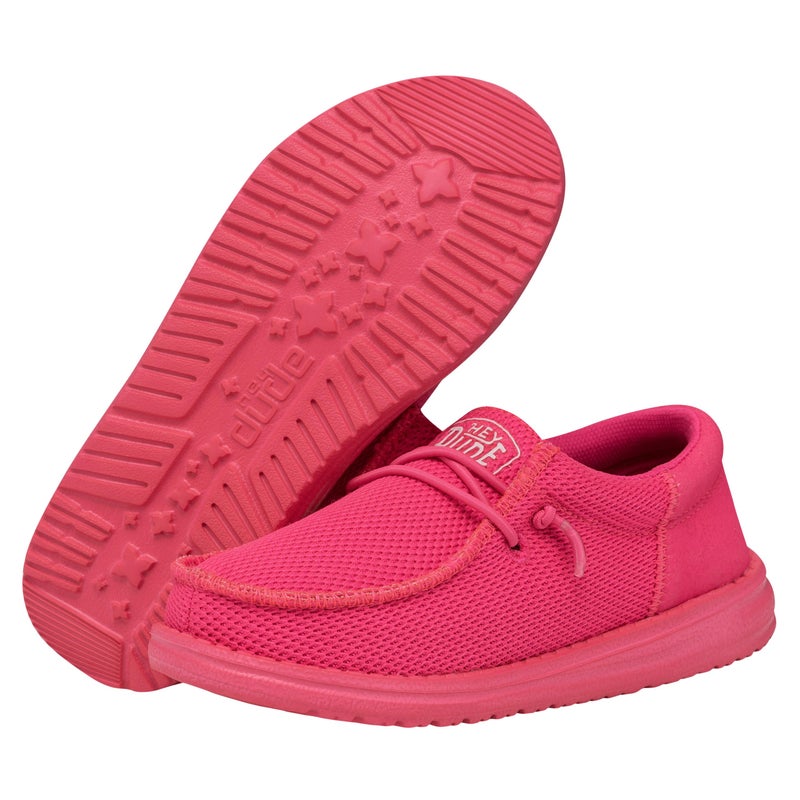 HEYDUDE Boy's Wally-Youth Funk Mono Electric Pink Size 2 | Youth's Shoes | Youth Slip-on Loafers | Comfortable & Light-Weight - Image 3