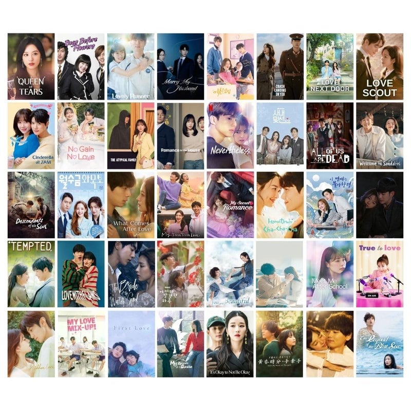 auraposter Paper Korean Drama Dramacore Aesthetic Wall Collage Kit 40-Piece Mini Posters Set (15x10 cm) | K-Drama, C-Drama, J-Drama Inspired Wall Decor Glue Dots Included - Image 1