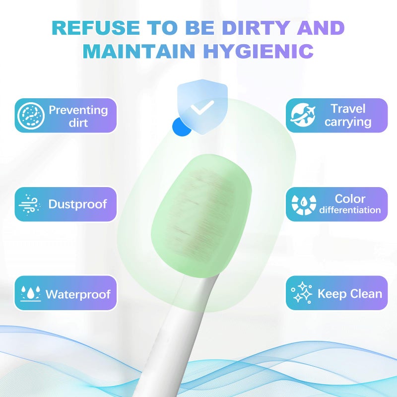 Lapfoon 6 Packs Silicone Toothbrush Covers, Caps for Electric & Manual Toothbrush Heads - Image 2