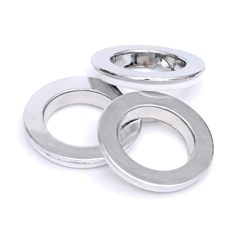 Xukuhoo Xukuhoo Plastic Fabric Grommet Curtain Eyelet Rings with Lock Silver Pack of 50 - Image 3