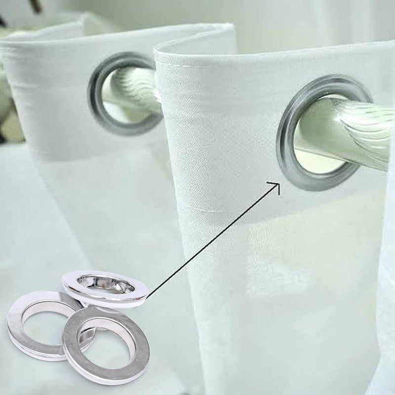 Xukuhoo Xukuhoo Plastic Fabric Grommet Curtain Eyelet Rings with Lock Silver Pack of 50 - Image 4