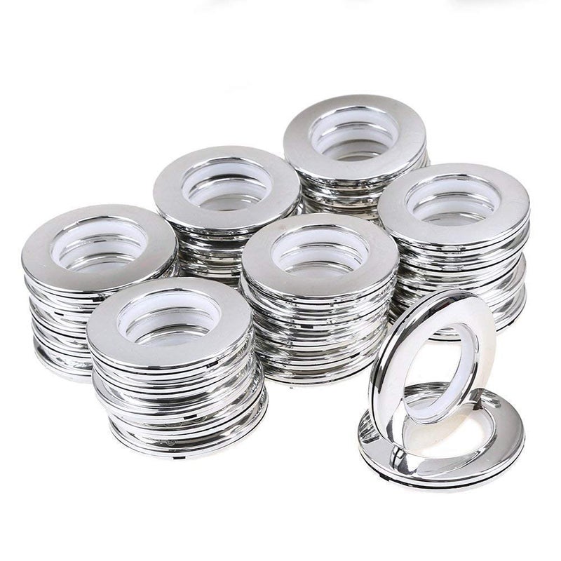 Xukuhoo Xukuhoo Plastic Fabric Grommet Curtain Eyelet Rings with Lock Silver Pack of 50 - Image 1