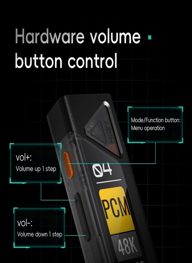 HiBy محول صوت رقمي تناظري محمول HiBy FC4 USB DAC mqa، شاشة OLED مقاس 1.1 بوصة، يدعم DSD512 وPCM 768، معادل صوت EQ وPEQ، مخرج سماعة رأس أحادي 3.5 ملم + مخرج سماعة رأس متوازن 4.4 ملم، معتمد للصوت عالي الدقة - Image 4