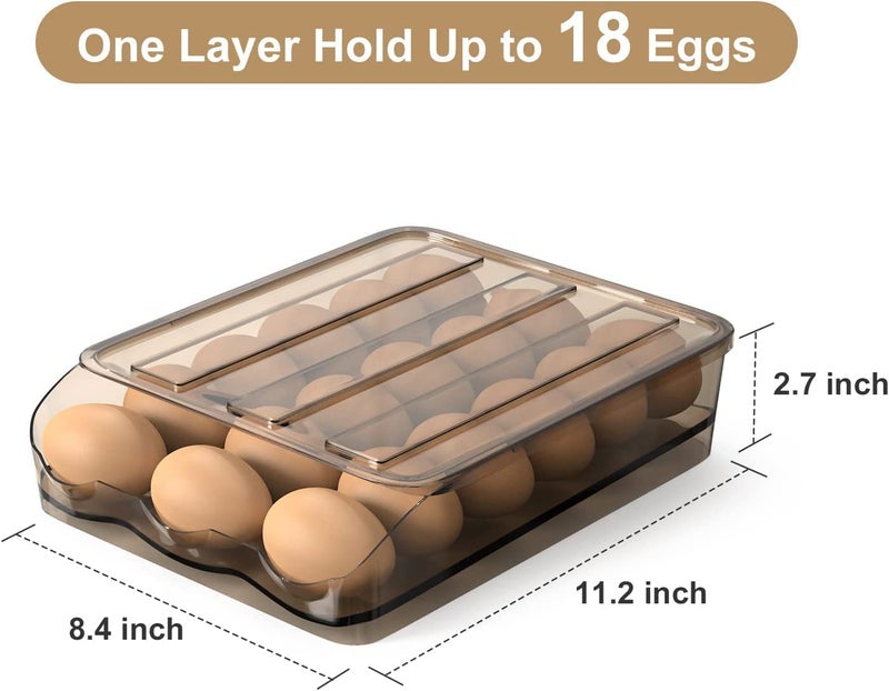 DHYANI DHYANI Single Layer Egg Storage Box Refrigerator Egg Rack Single Layer Egg Tray Refrigerator Storage Sliding Design 18 Compartment Capacity Automatic Rolling Egg Storage Rack 1Pcs  - Image 2