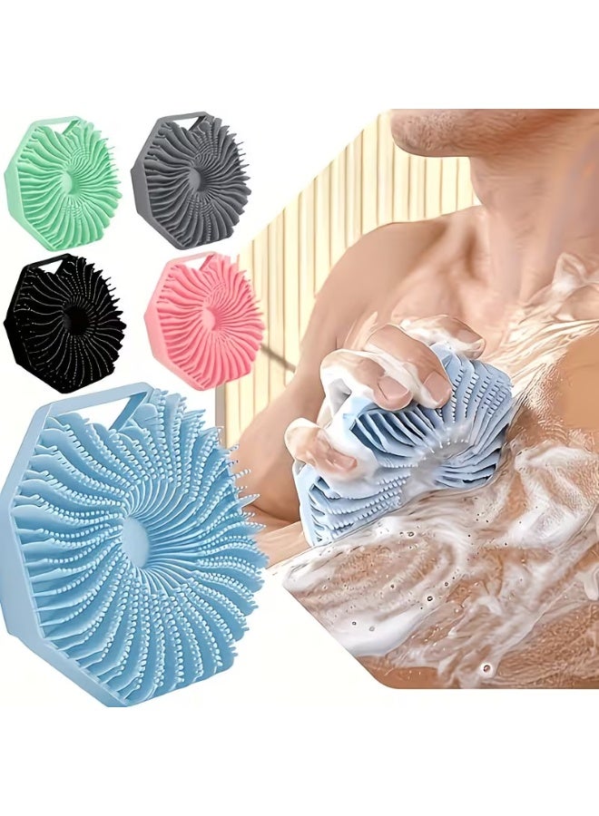 3 Pcs Silicone Multifunctional Body Scrub Brush Set, Reusable Bath Exfoliating Massager, Soft Silicone Bristles for Shower Skin Cleansing, Scalp Back Body Dead Skin Removal Bathroom Cleaning Tools - Image 2