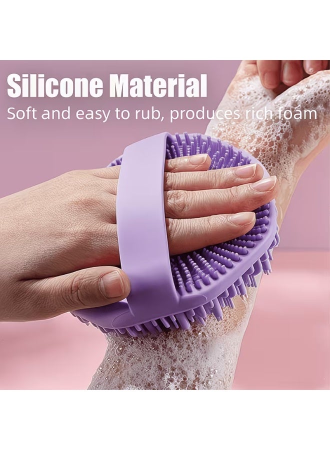 3 Pcs Silicone Multifunctional Body Scrub Brush Set, Reusable Bath Exfoliating Massager, Soft Silicone Bristles for Shower Skin Cleansing, Scalp Back Body Dead Skin Removal Bathroom Cleaning Tools - Image 3