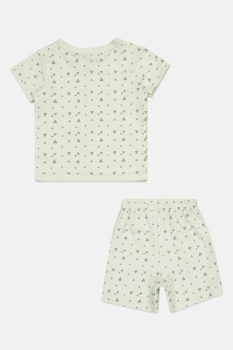 POPEES Toddlers Boy 2 Pcs Graphic Print Top And Bottom Set, Light Mint - Image 3