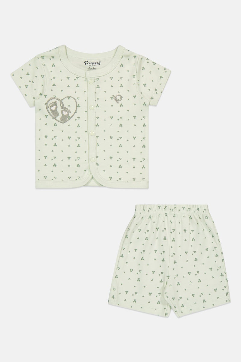 POPEES Toddlers Boy 2 Pcs Graphic Print Top And Bottom Set, Light Mint - Image 2