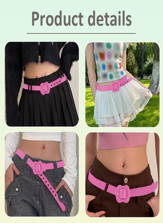 حزام رعاة البقر الوردي الساخن العريض، إكسسوارات مستوحاة من موضة الألفية الجديدة، مناسب للفتيات والسيدات، حزام عصري عريض للغاية للفساتين والجينز، حزام من الجلد الصناعي للسراويل والتنانير، حزام خصر قابل للتعديل لإطلالات الألفية الجديدة وأزياء جيل زد - Image 3
