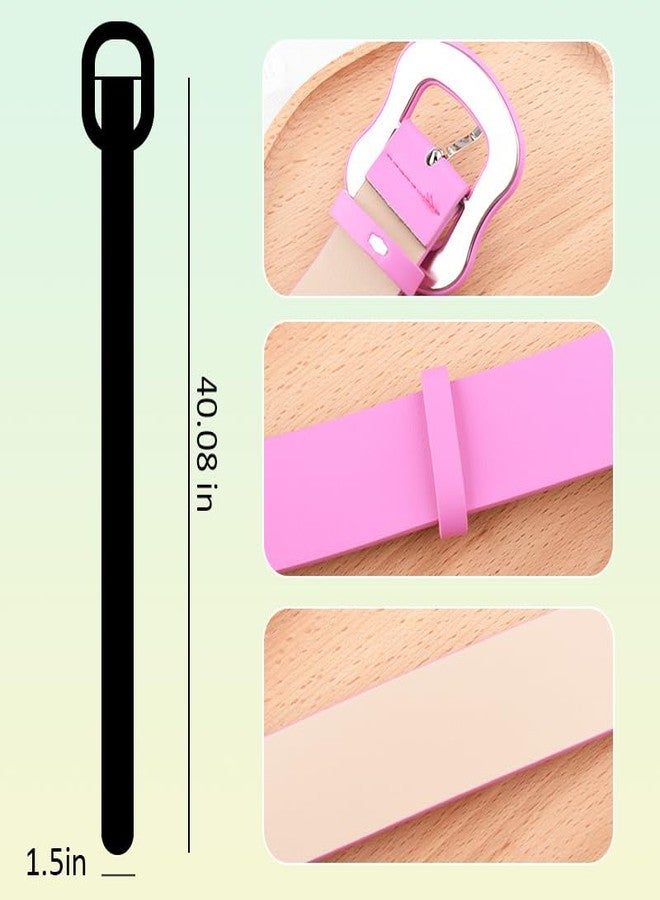 حزام رعاة البقر الوردي الساخن العريض، إكسسوارات مستوحاة من موضة الألفية الجديدة، مناسب للفتيات والسيدات، حزام عصري عريض للغاية للفساتين والجينز، حزام من الجلد الصناعي للسراويل والتنانير، حزام خصر قابل للتعديل لإطلالات الألفية الجديدة وأزياء جيل زد - Image 2